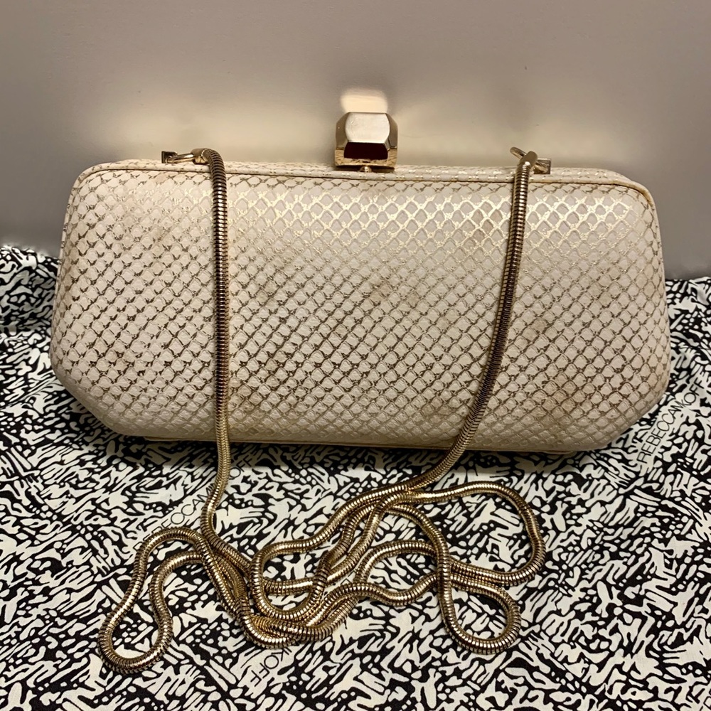 Rebecca Minkoff Fling Snake-Print Box Clutch Bag